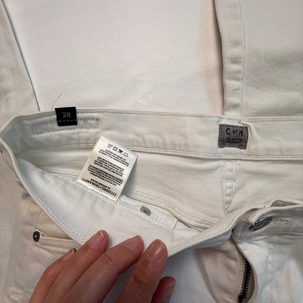 CITIZEN OF HUMANITY Elsa Mid Rise Slim Fit Crop White Embroidered Jeans Size 28 - Picture 10 of 15